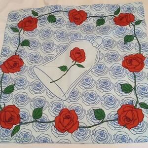 Disney Red and Blue Rose Cotton Scarf. Beauty and the Beast